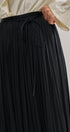 Washed Satin Crinkle Pleated Maxi Skirt in BLACK - Women's Maxi Skirts | Urban Daizy