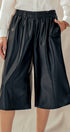 Urban Daizy Black Faux Leather Wide Leg Culotte Pants Black Pants - Women's (UDZ-PT-00490) – alternate view 2