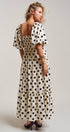 Urban Daizy Textured Polka Dot Tie-Front Puff Sleeve Maxi Dress Ivory Dress - Women's (TNDR1408-Ivory) – alternate view 5