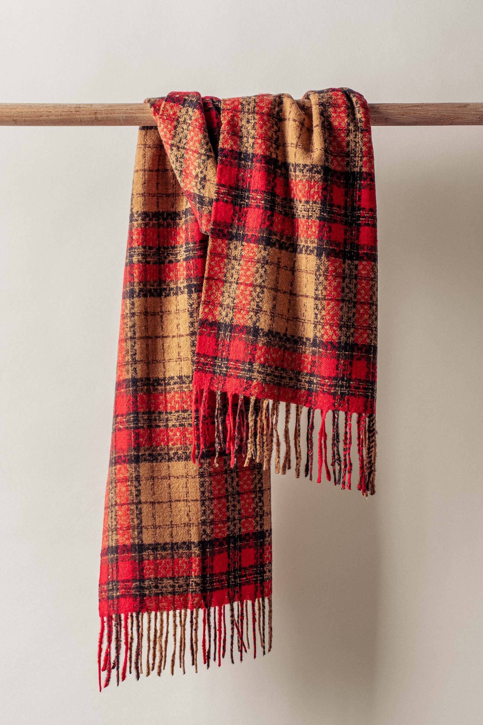 Soft Brushed Classic Plaid Fringe Scarf