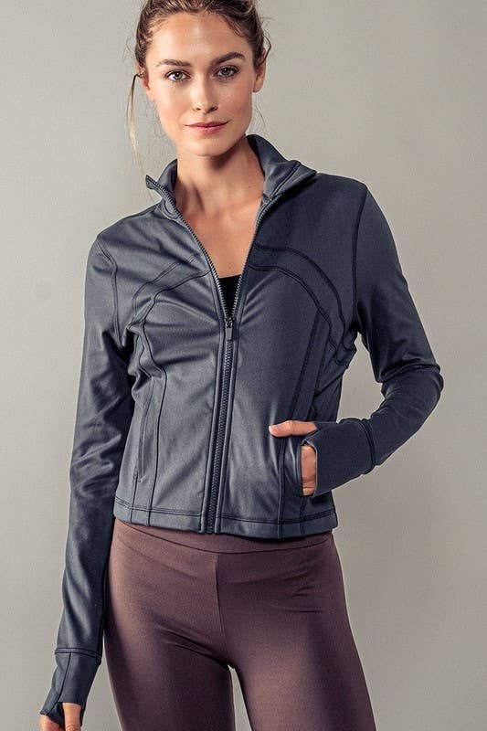 Slim Fit Paneled Zip-Up Activewear Jacket