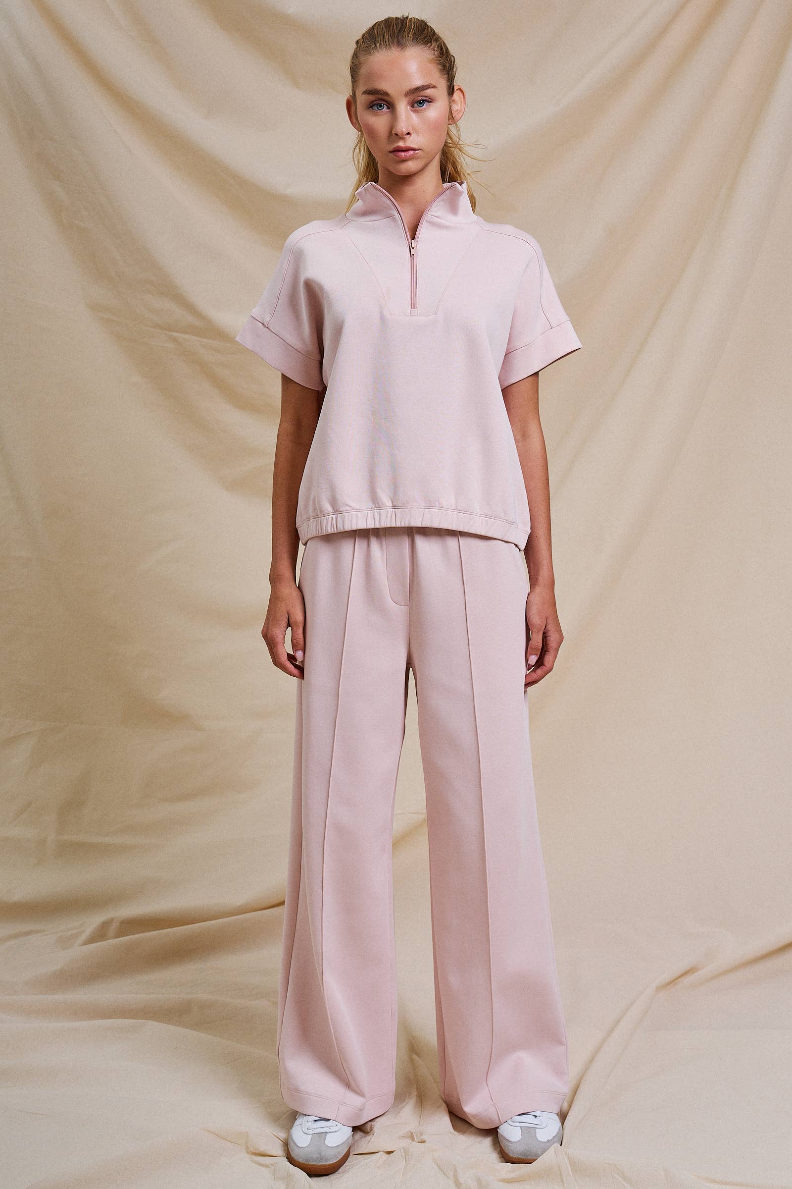 Half-Zip Short Sleeve Pullover Top
