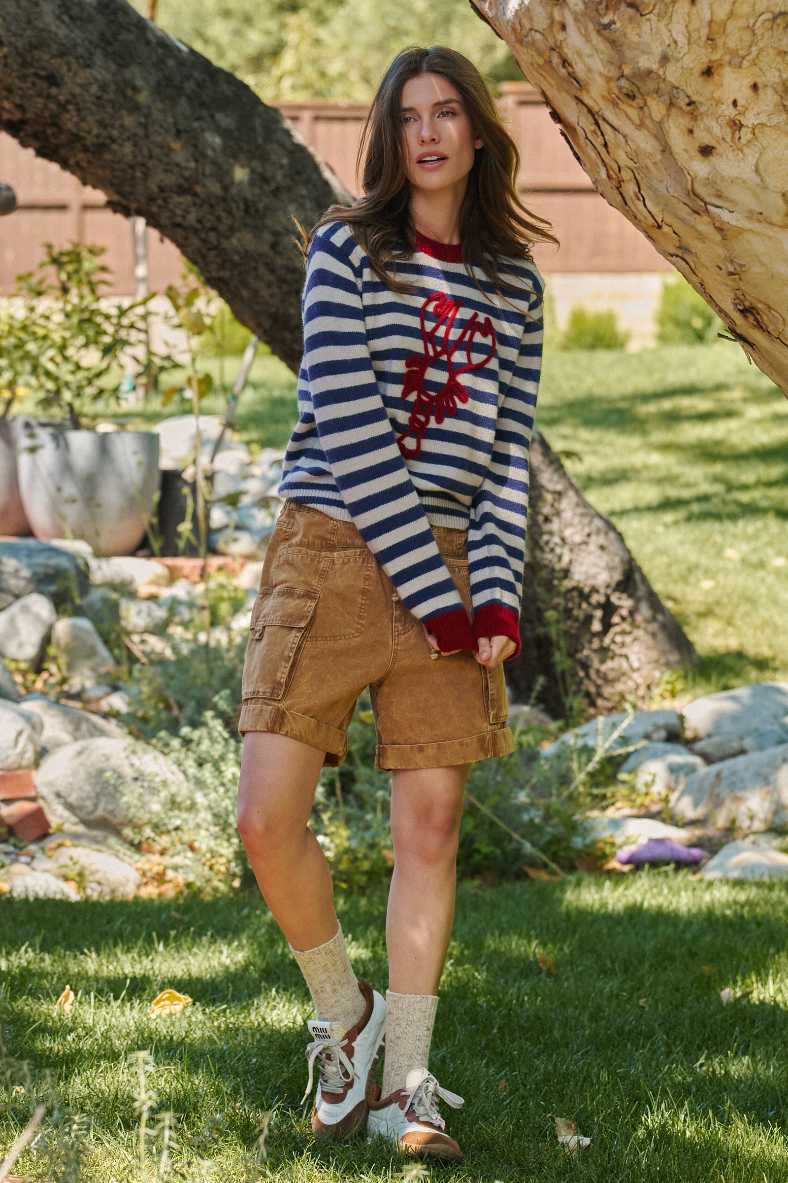 Lobster Embroidered Breton Stripe Sweater