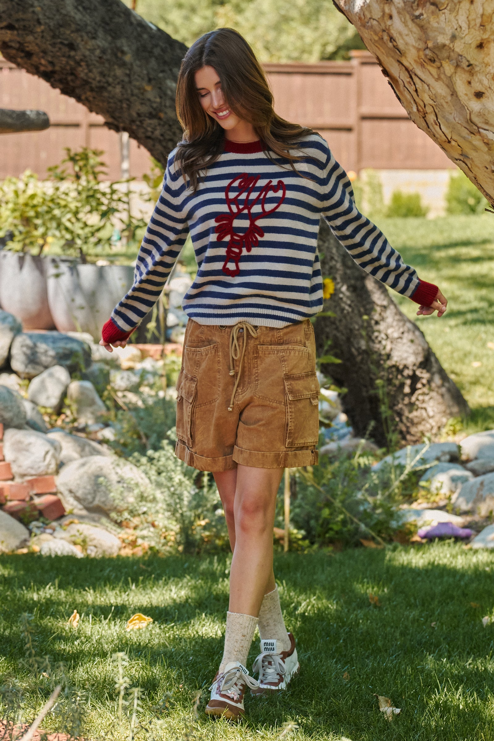 Lobster Embroidered Breton Stripe Sweater