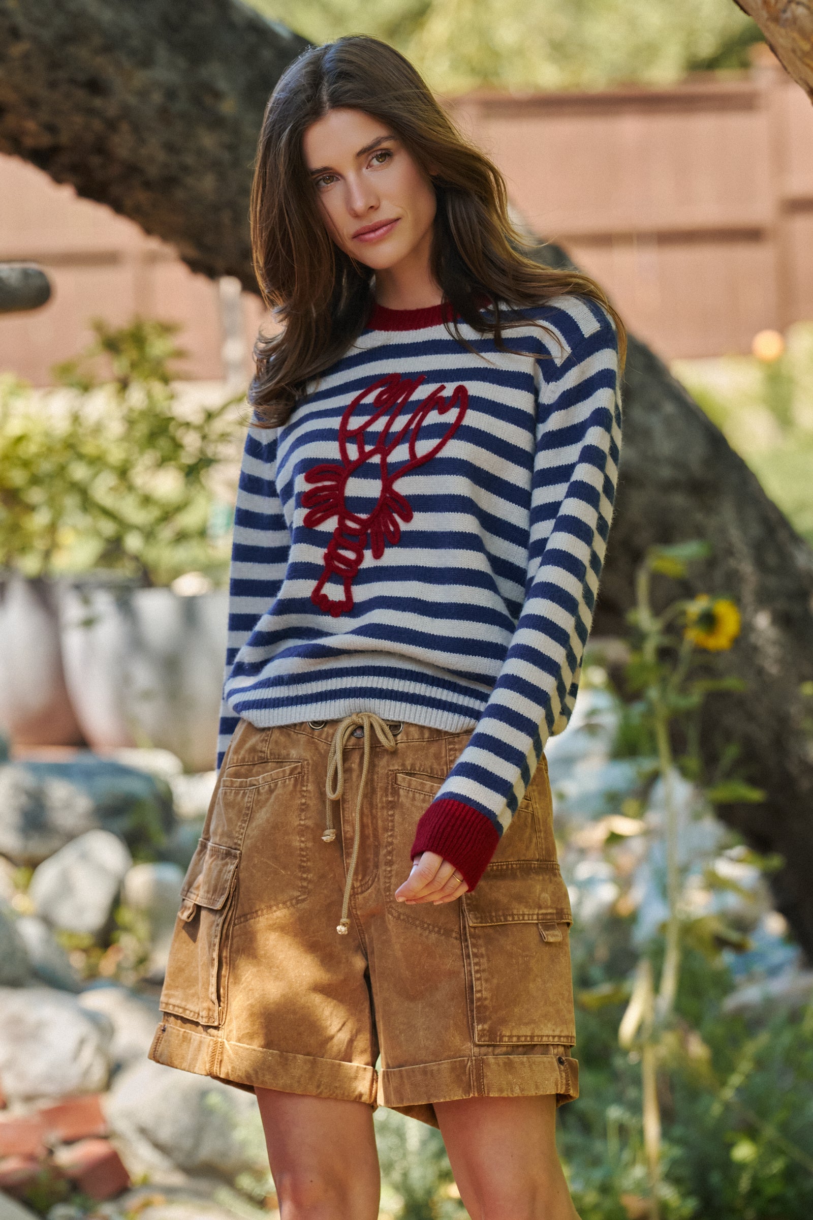 Lobster Embroidered Breton Stripe Sweater