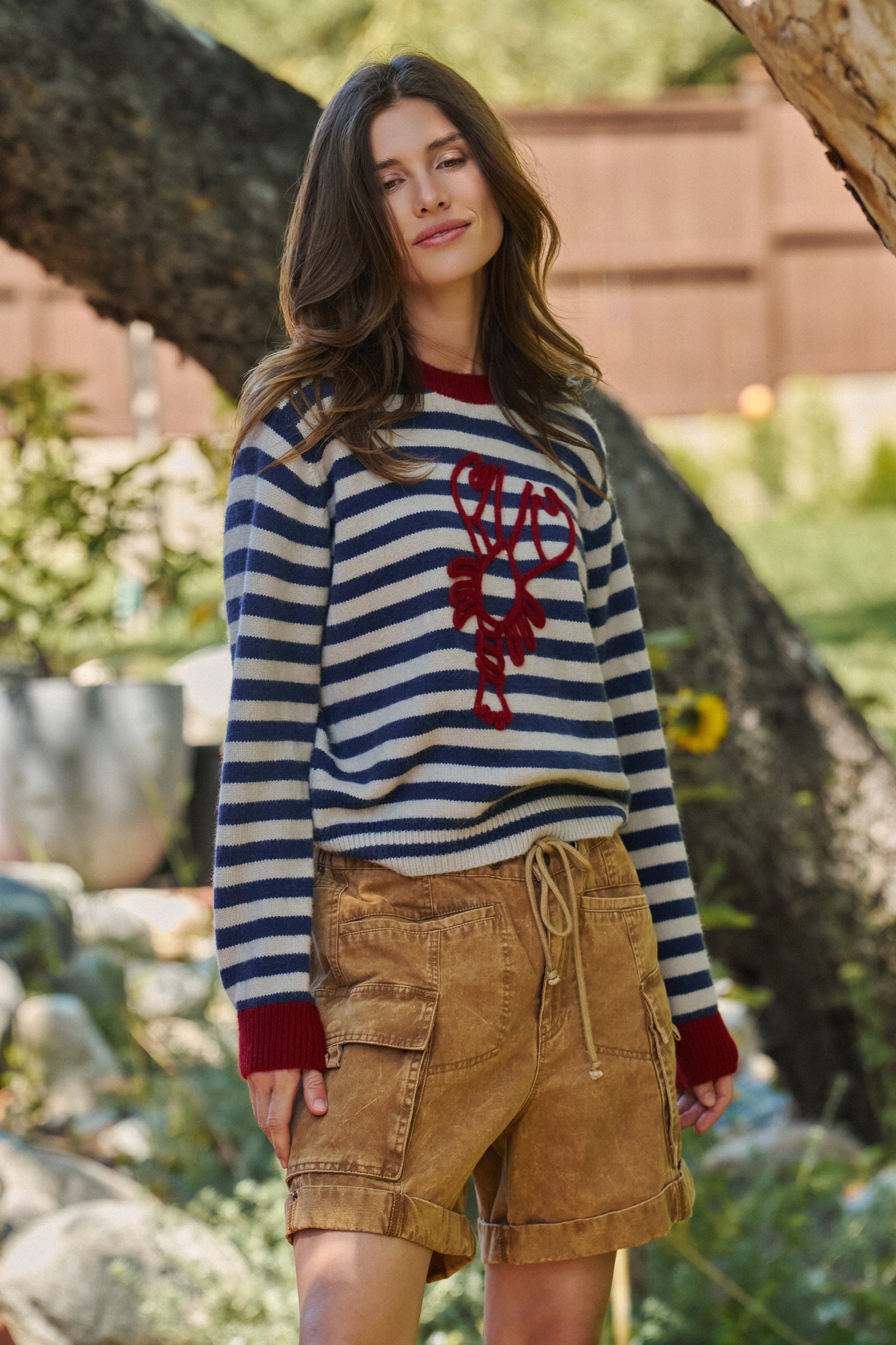 Lobster Embroidered Breton Stripe Sweater