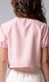 Urban Daizy Gingham Triple Bow Puff Sleeve Crop Top Pink Blouse - Women's (UDZ-TP-01033) – alternate view 4