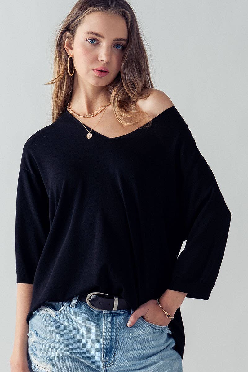 Urban Daizy Relaxed Fit V Neck Three Quarter Sleeve Tunic Top Green Tunic - Women's (UDZ-TP-00030) – alternate view 22