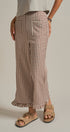 Gingham Ruffle Hem Cropped Wide Leg Pants in Brown in BROWN - Women's Casual Pants | Urban Daizy