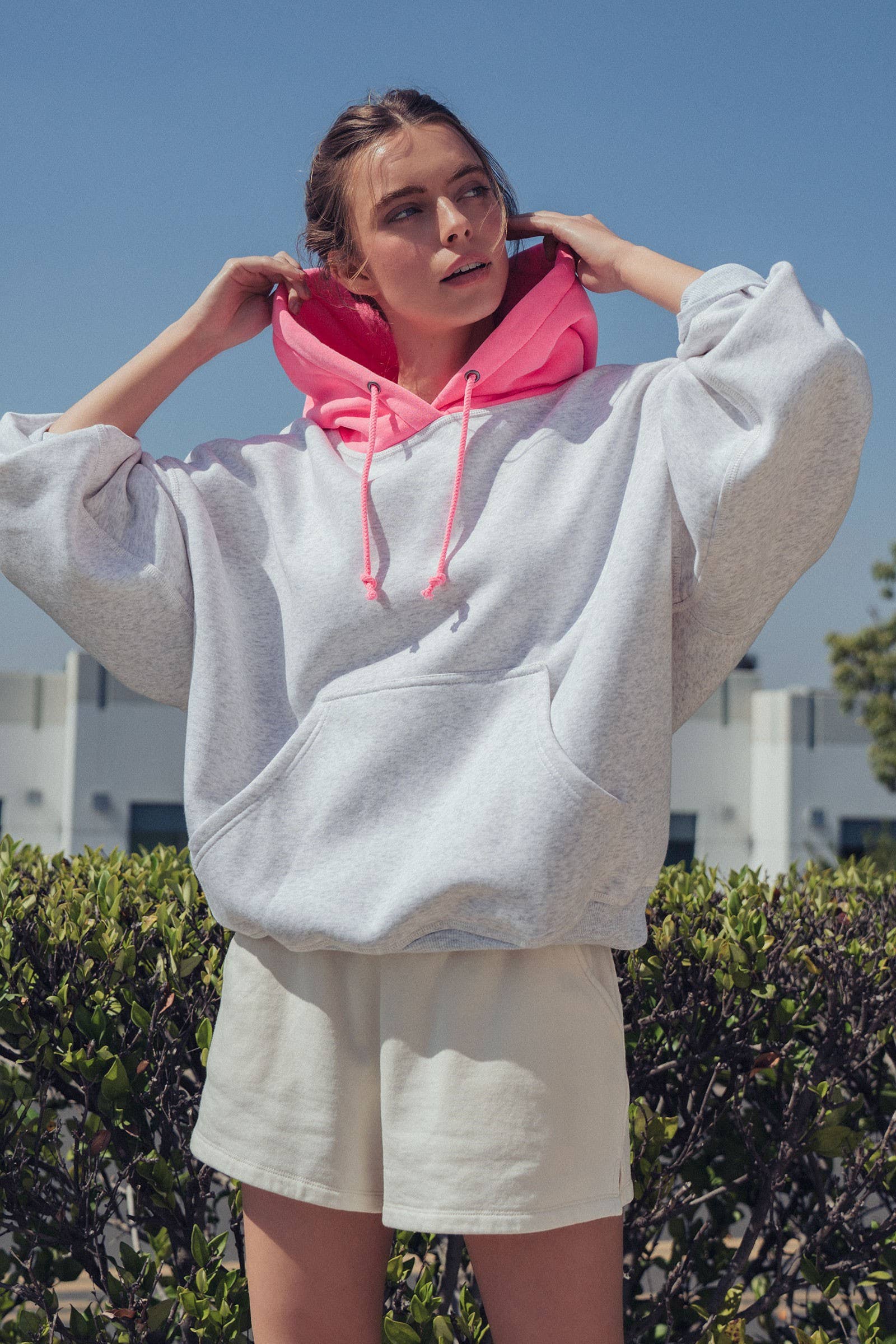 Contrast Hood Colorblock Pullover Hoodie