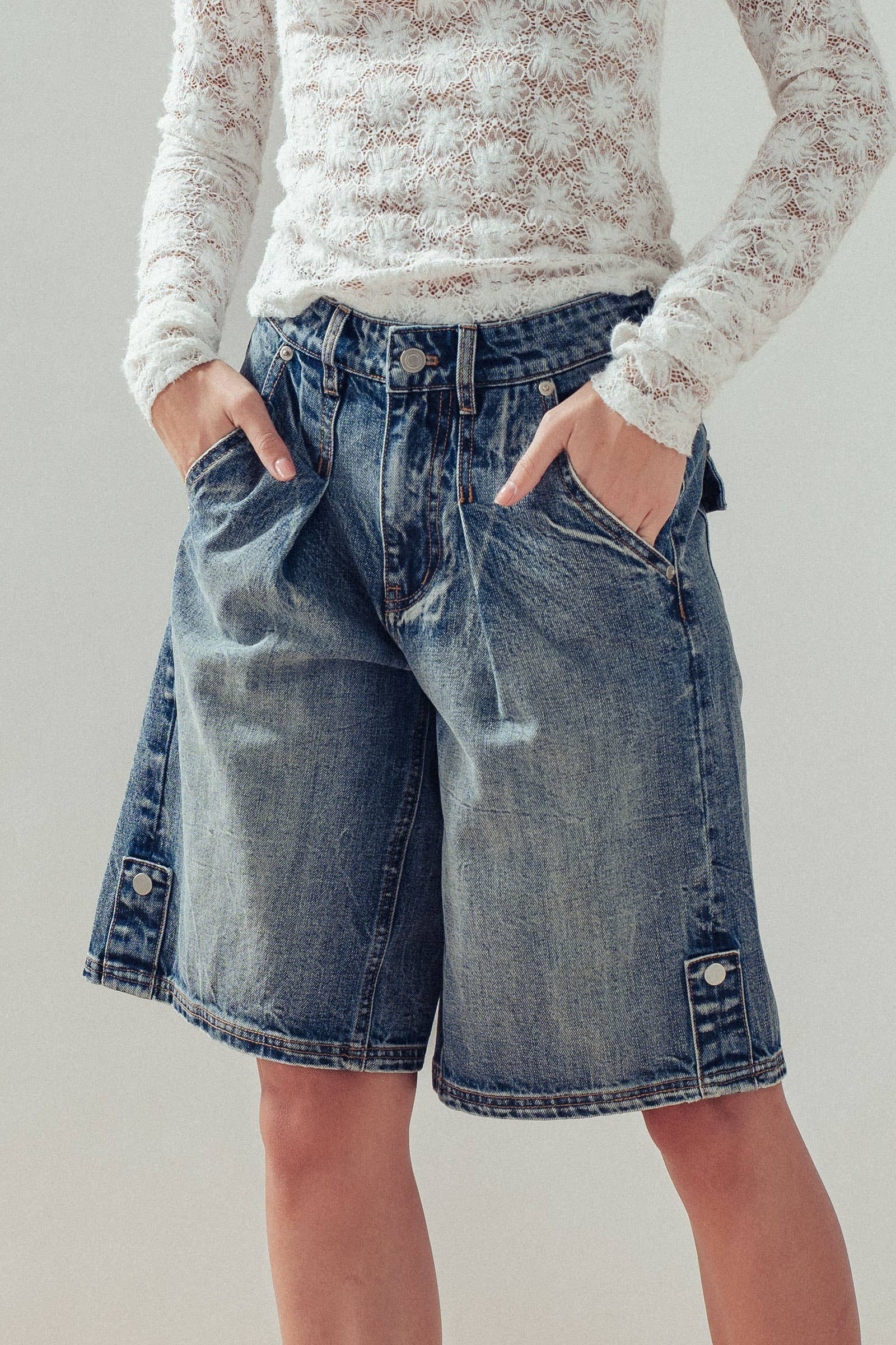 Urban Daizy Wide-Leg Utility Denim Bermuda Shorts Denim Shorts - Women's (UDZ-PT-00464) ��� alternate 