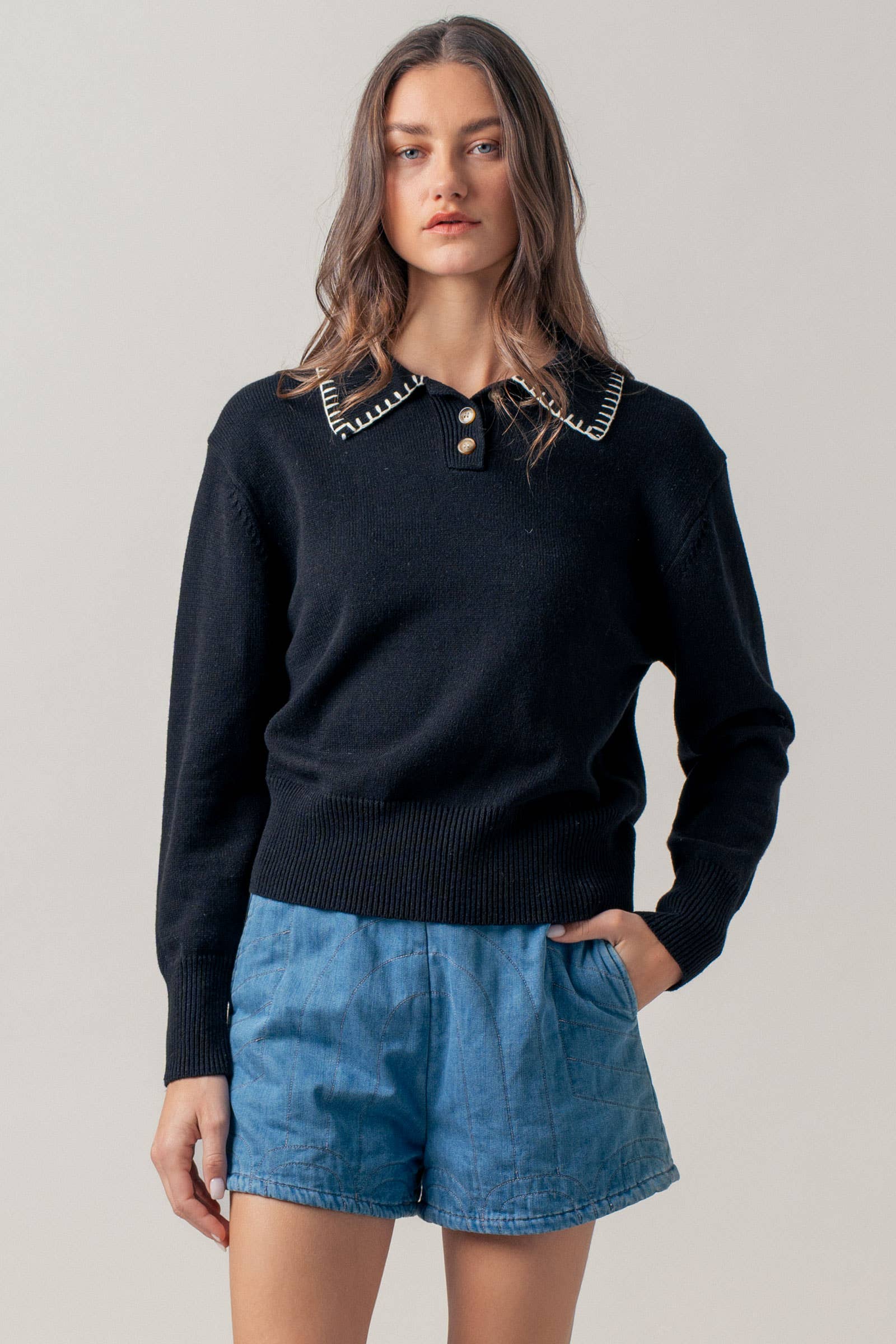 Modern Heritage Contrast Polo Knit Sweater