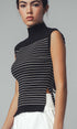 Urban Daizy Striped Ribbed Mock Neck Sleeveless Top Lt-Khaki Knit Top - Women's (UDZ-PT-00352) – alternate view 3