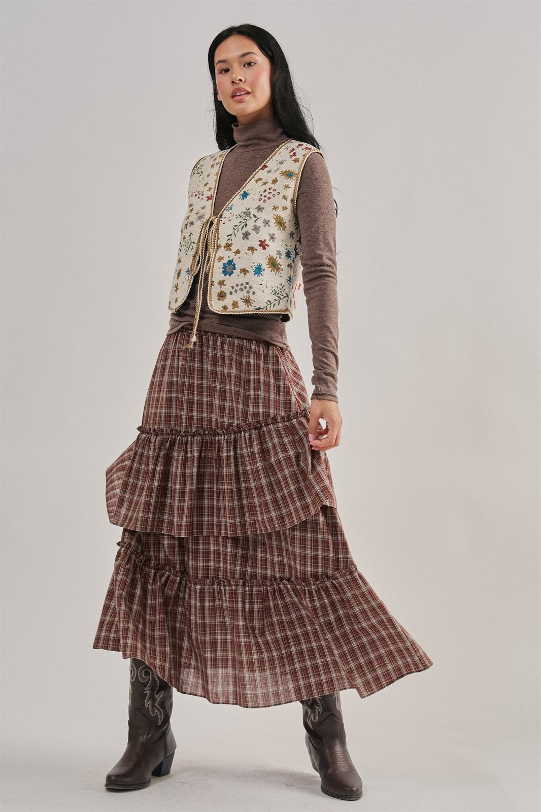The Folklore Tapestry Vest in BEIGE MULTI - Women's Vests | Urban Daizy