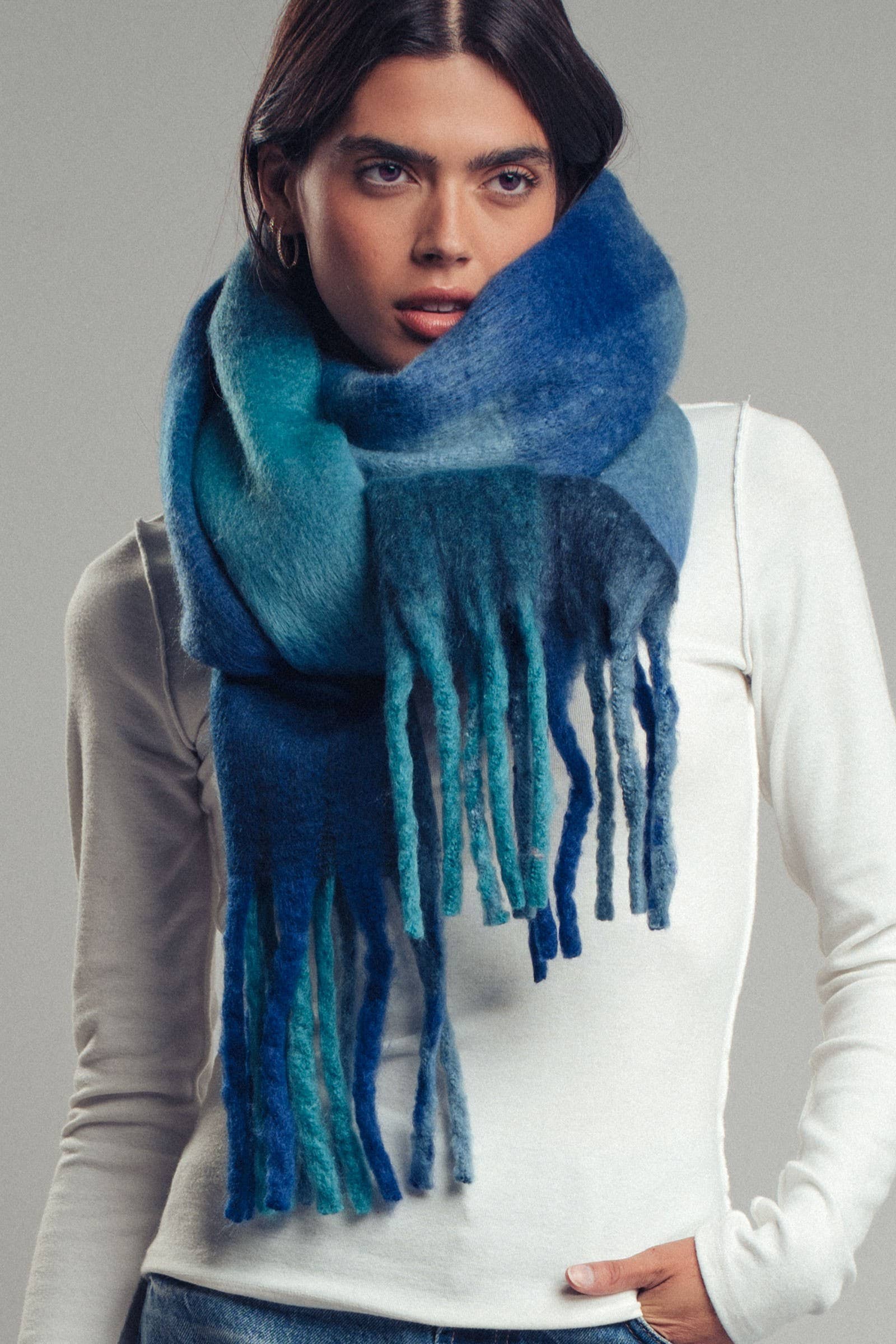 Urban Daizy Plush Oversized Colorblock Plaid Scarf Pink Scarf - Women's (UDZ-KN-00657) – alternate view 11