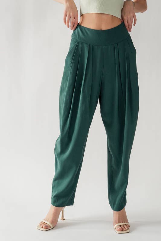 Urban Daizy Elegant High Waist Pleated Wide Leg Spring Pants Green Pants - Women's (UDZ-PT-00043) – alternate view 7