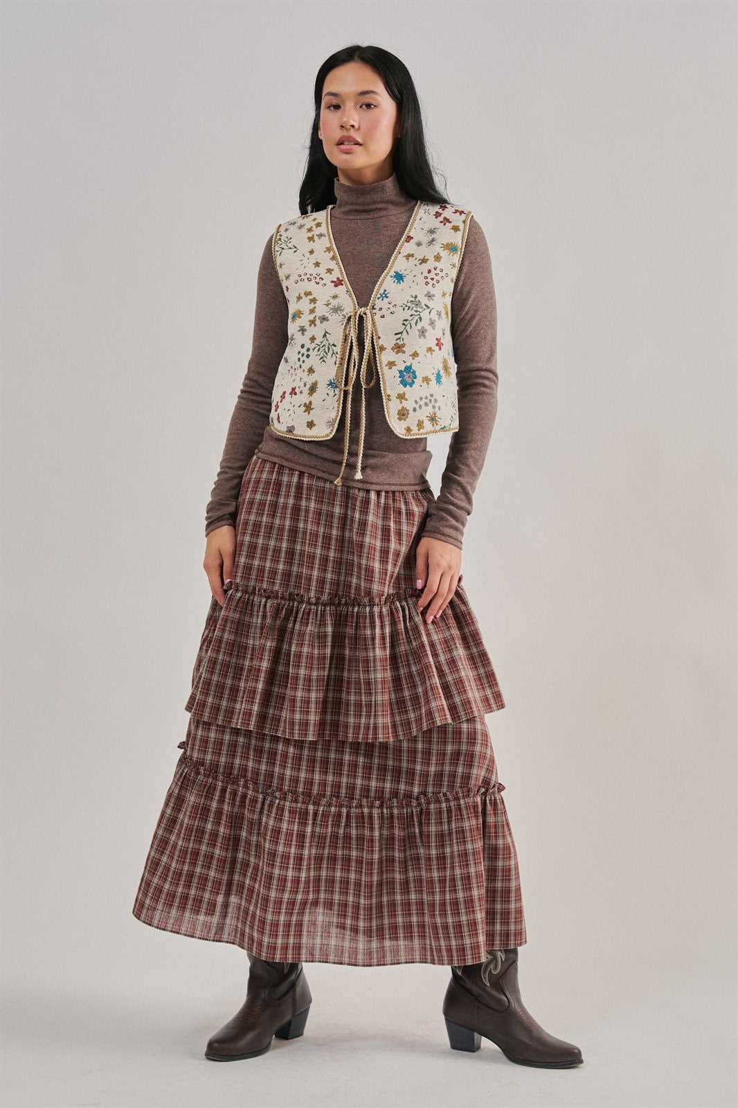 The Folklore Tapestry Vest in BEIGE MULTI - Women's Vests | Urban Daizy