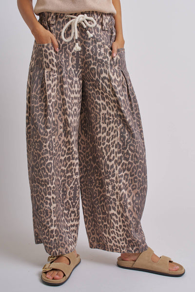 Rope Drawstring Balloon Pants Pleated Front