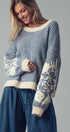 Urban Daizy Floral Embroidered Striped Knit Sweater Brown Knit Sweater - Women's (UDZ-TP-00814) – alternate view 19