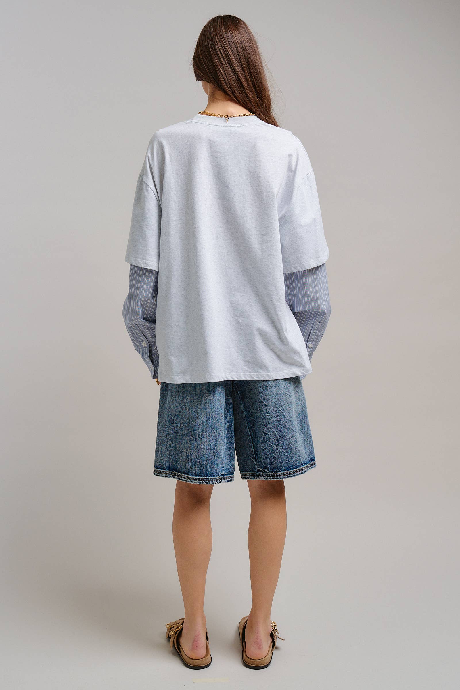 Urban Daizy Oversized Faux Layered Mixed Media Shirt Red Tunic - Women's (UDTP1445-Red) – alternate view 23