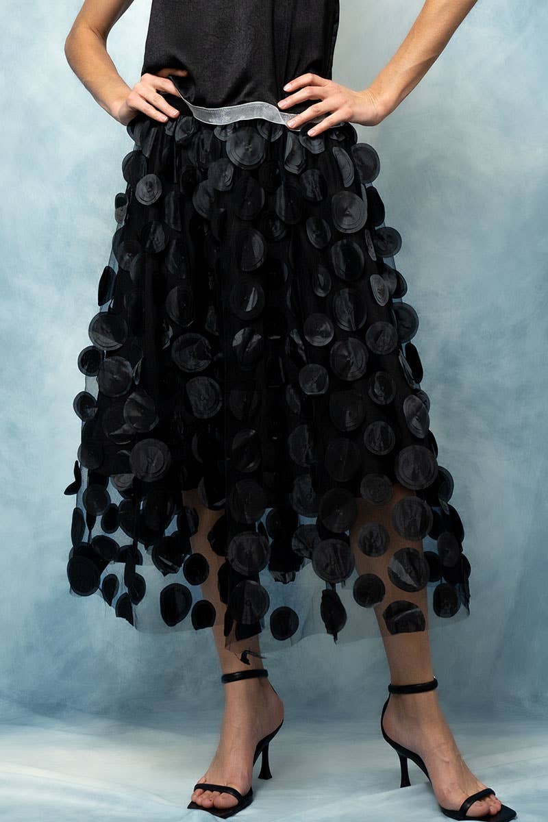Urban Daizy Polka Dot Tulle Midi Skirt with Elastic Waist Black Skirt - Women's (UDZ-SK-00104) – alternate view 16