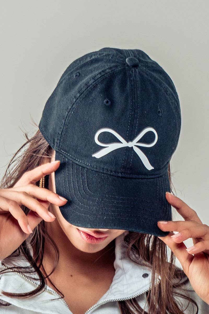 Urban Daizy Bow Graphic Relaxed Fit Baseball Cap Beige Baseball Cap - Women's (UDZ-AC-00112) – alternate view 5