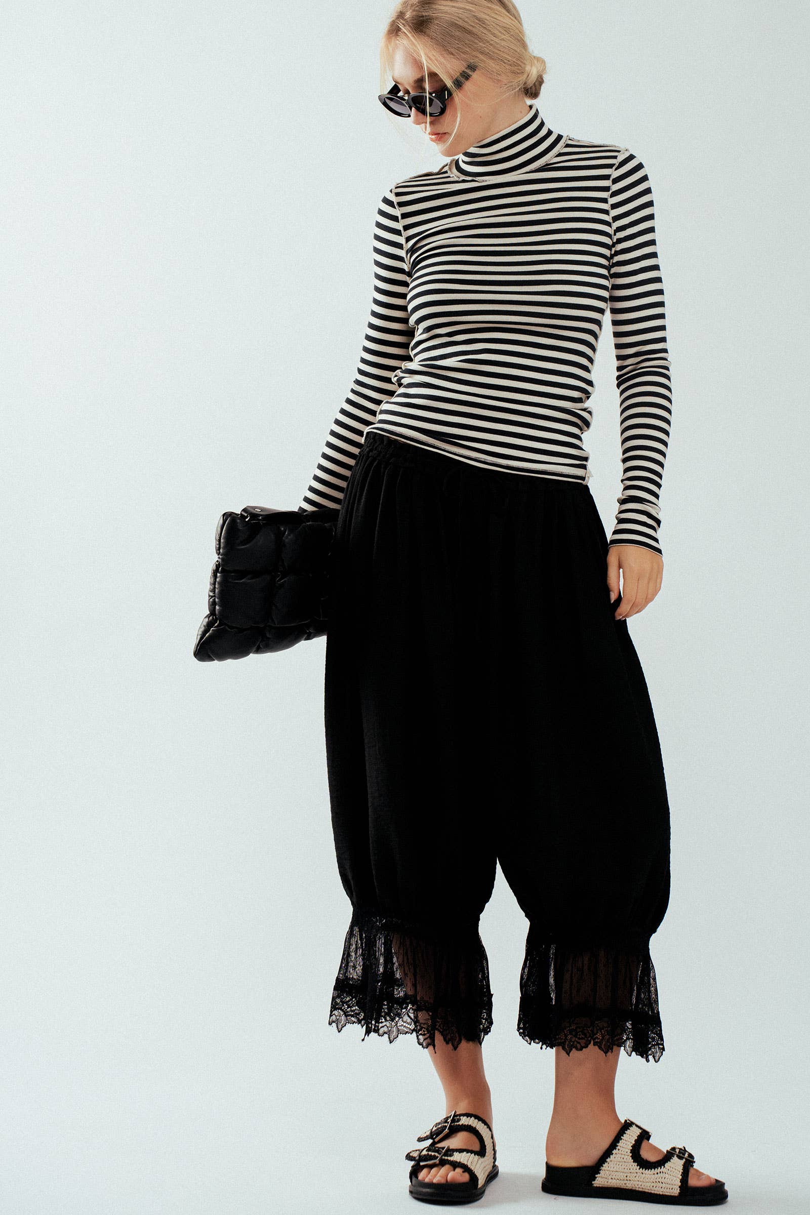 Urban Daizy Lace-Trimmed Cropped Bloomer Pants Ivory Pants - Women's (UDZ-PT-00240) – alternate view 8