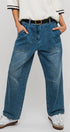 Urban Daizy Engineered Leg Wide Leg Denim Jeans Denim-Blue Lounge Sweatpants/Joggers - Women's (TNDN0284-Denim-Blue)