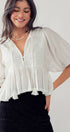 Urban Daizy Boho Embroidered Puff Sleeve Ruffle Blouse White Blouse - Women's (UDZ-TP-00705) – alternate view 22