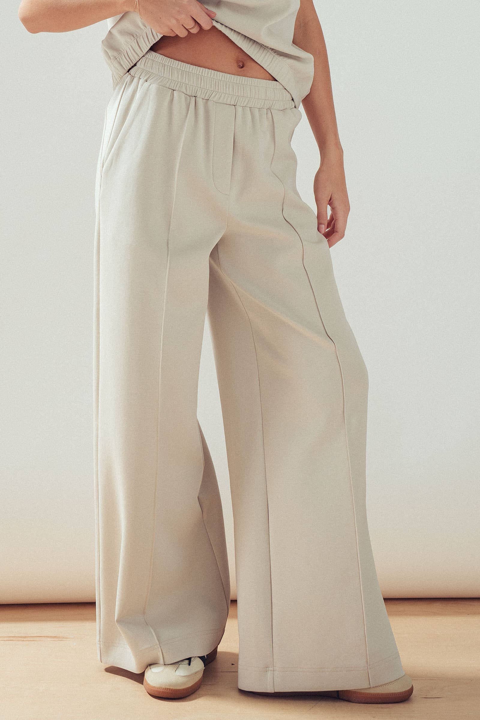 Seamed Front Wide Leg Lounge Pants