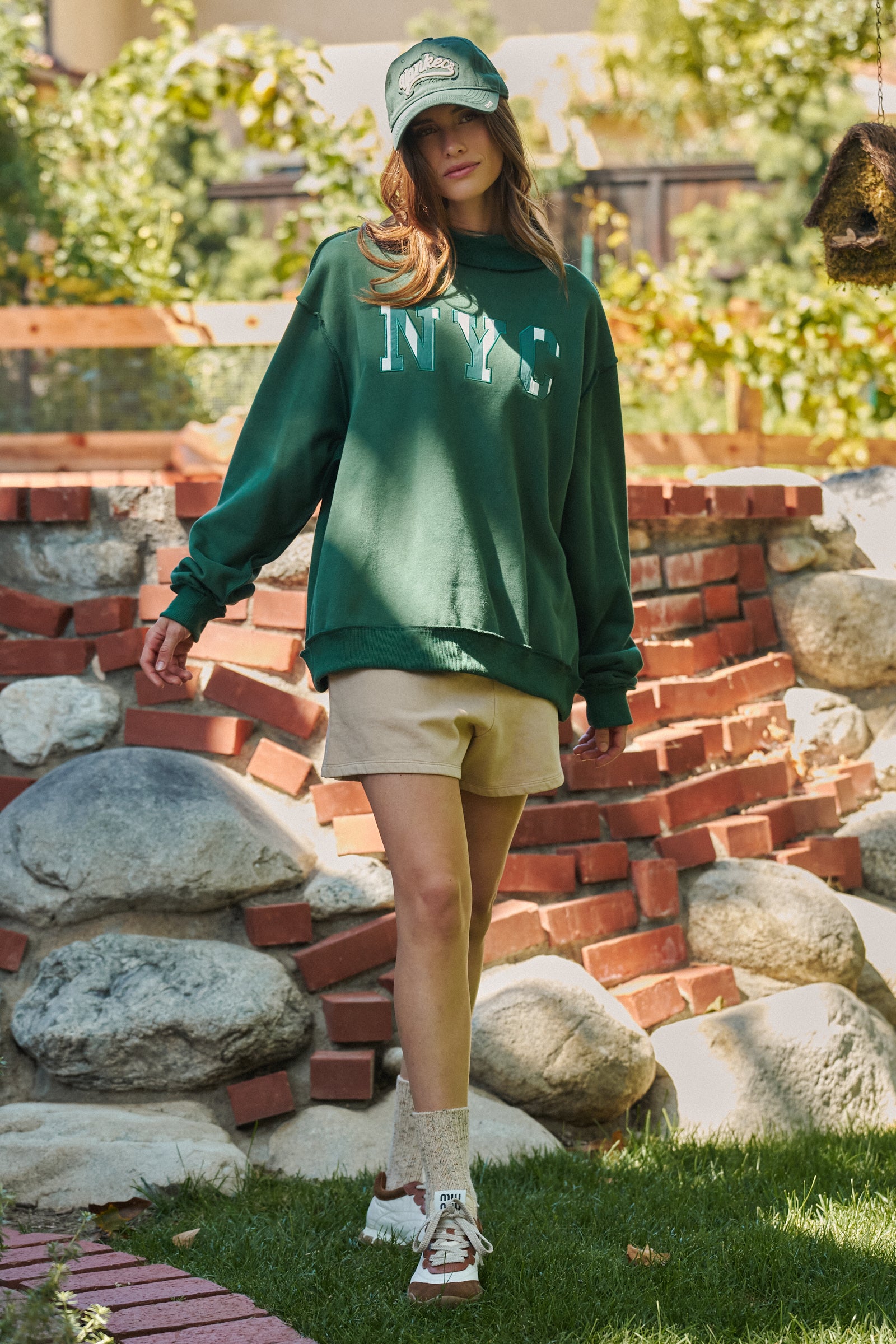 NYC Varsity Patch Mock Neck Sweatshirt | wholesale sweatshirt - women's | Urban Daizy