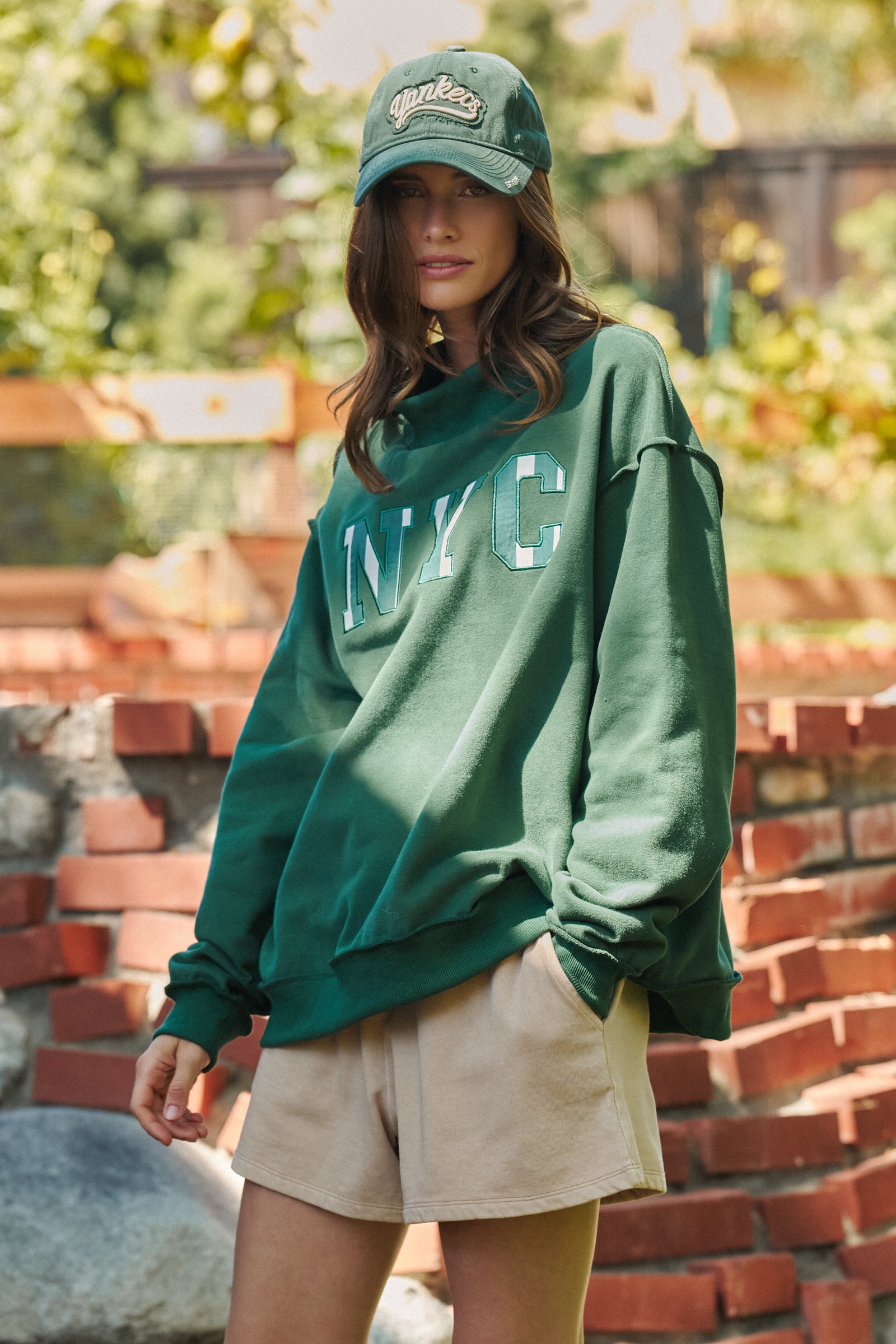 NYC Varsity Patch Mock Neck Sweatshirt | wholesale sweatshirt - women's | Urban Daizy