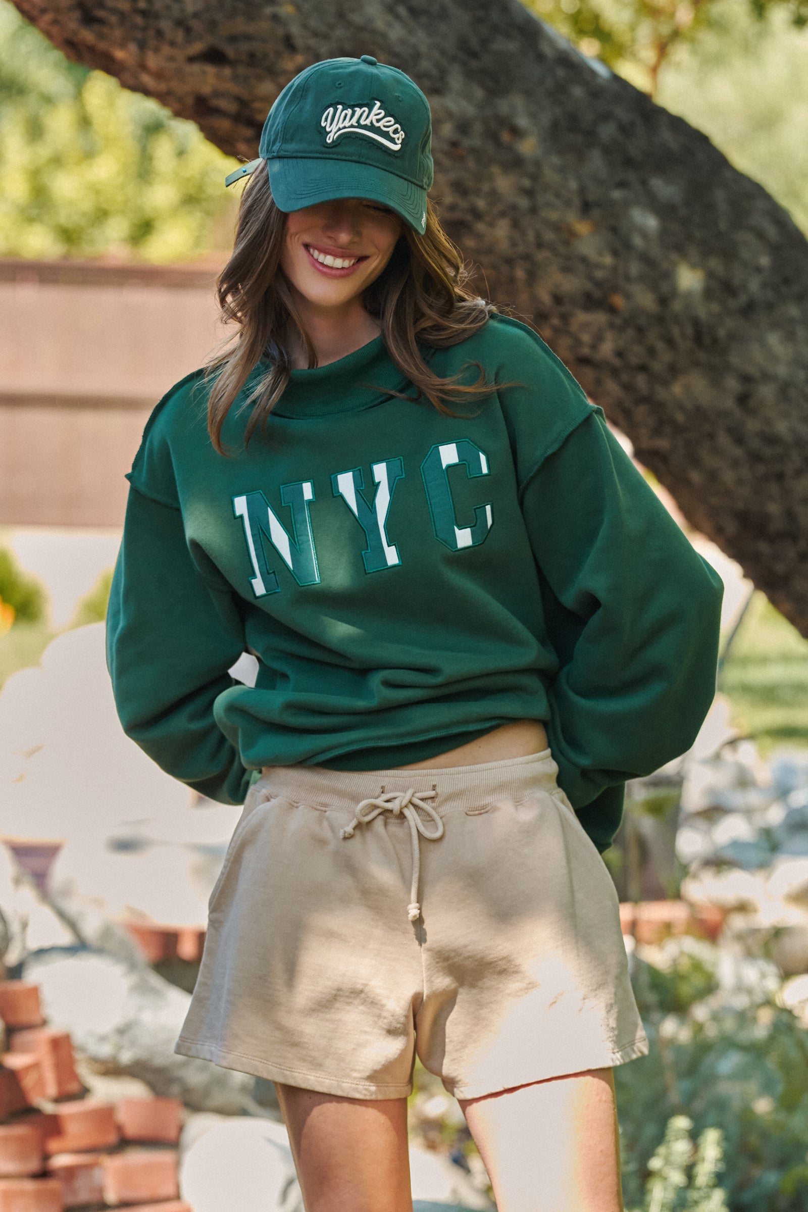 NYC Varsity Patch Mock Neck Sweatshirt | wholesale sweatshirt - women's | Urban Daizy