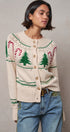 Graphic Knit Eyelit Tier Button-Front Cardigan