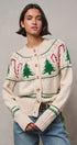 Graphic Knit Eyelit Tier Button-Front Cardigan