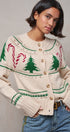 Graphic Knit Eyelit Tier Button-Front Cardigan
