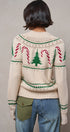 Graphic Knit Eyelit Tier Button-Front Cardigan