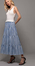 Urban Daizy Ribbed Bodice Striped Tiered Spring Maxi Dress Blue Dress - Women's (UDZ-DR-00178)