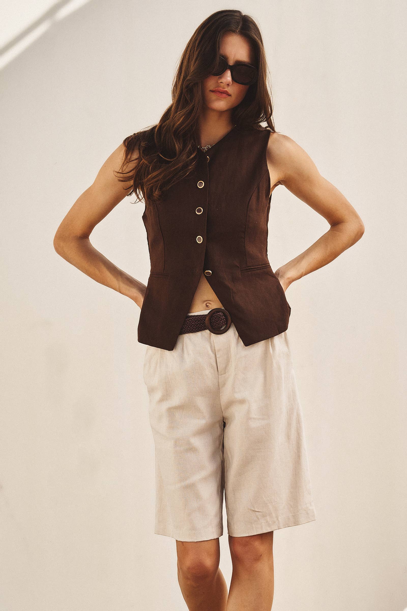 Tailored Linen Blend Waistcoat Vest