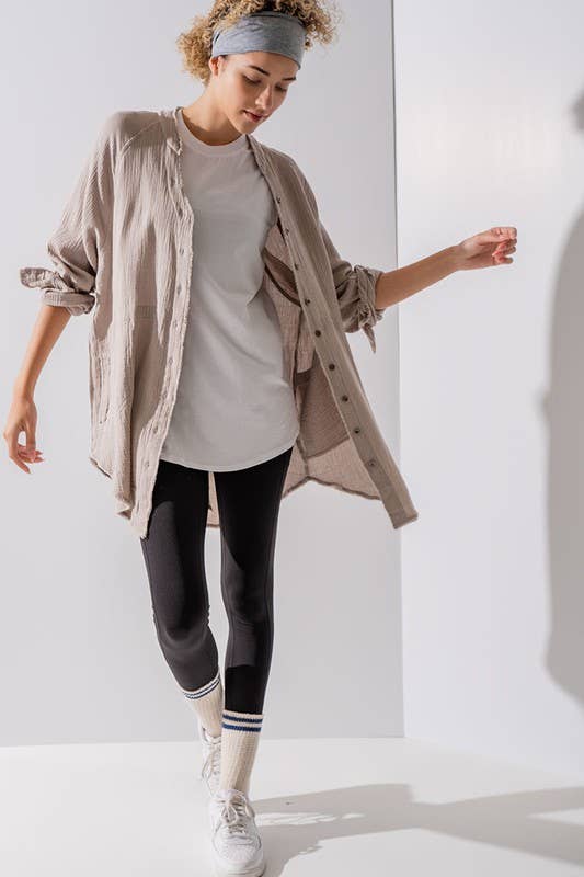 Urban Daizy PREMIUM SOFT FRAYED HEM GAUZE VINTAGE WASHED SHIRT Forest-Green Button Down Shirt - Women's (UDZ-TP-00225) –…