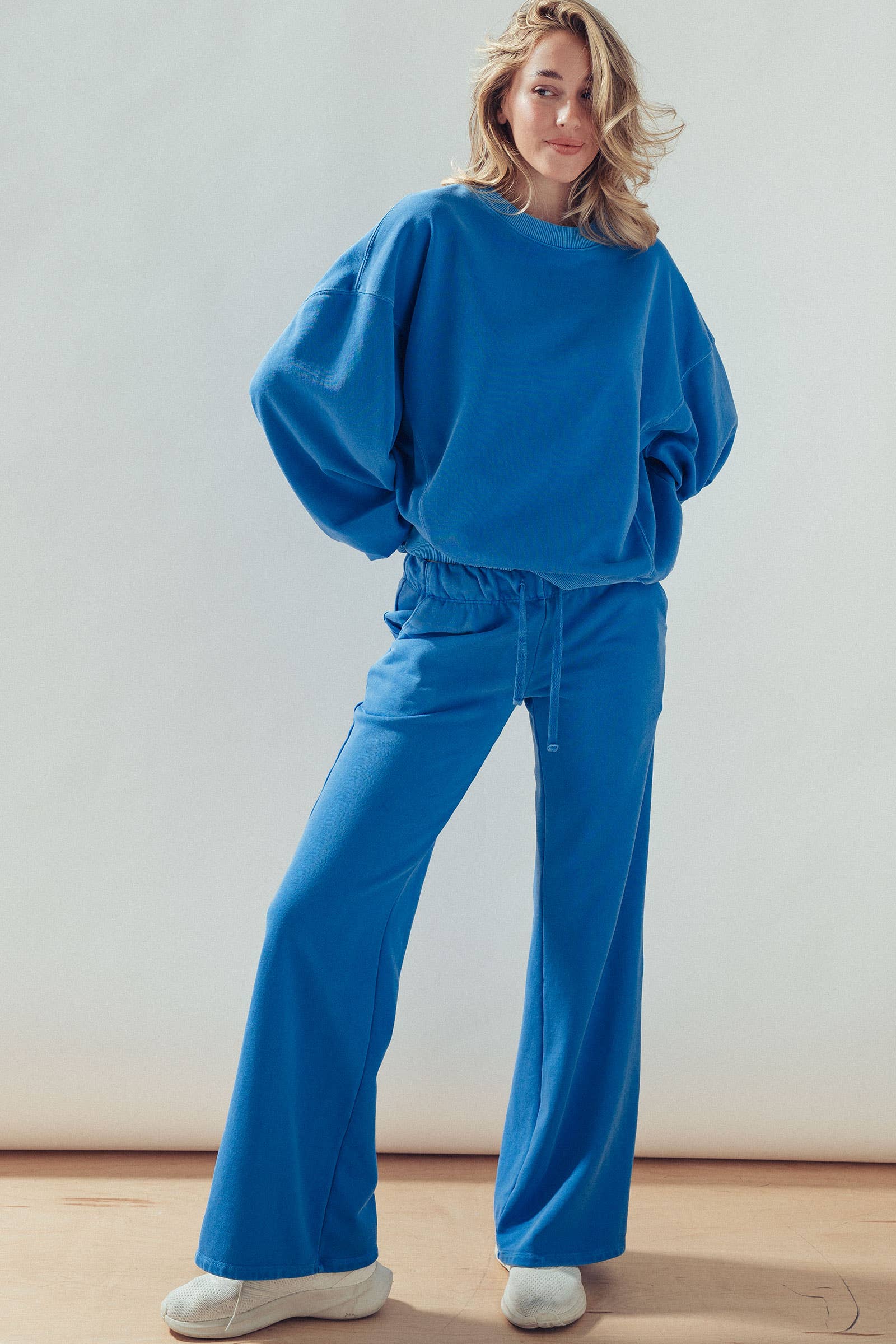 Cotton Wide Leg Drawstring Lounge Pants