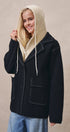 Hooded Wool Blend Oversized Short Coat in BLACK - Women's Coats | Urban Daizy