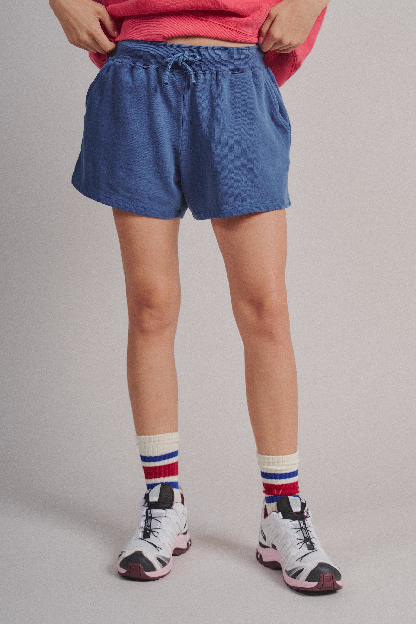 Cotton Blend Knit Lounge Shorts With Elastic Waistband