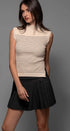 Urban Daizy Striped Ribbed Mock Neck Sleeveless Top Lt-Khaki Knit Top - Women's (UDZ-PT-00352) – alternate view 16