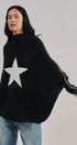 Star Intarsia Mock Neck Sweater in BLACK - Women's Sweaters | Urban Daizy