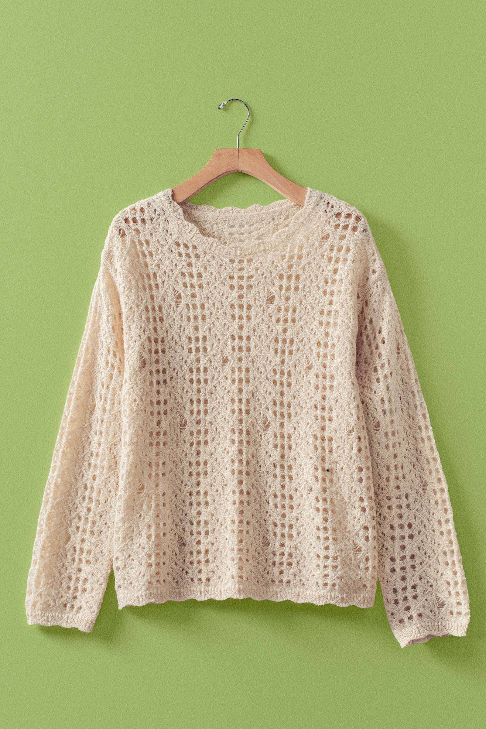 Relaxed Open-Knit Crochet-Style Sweater