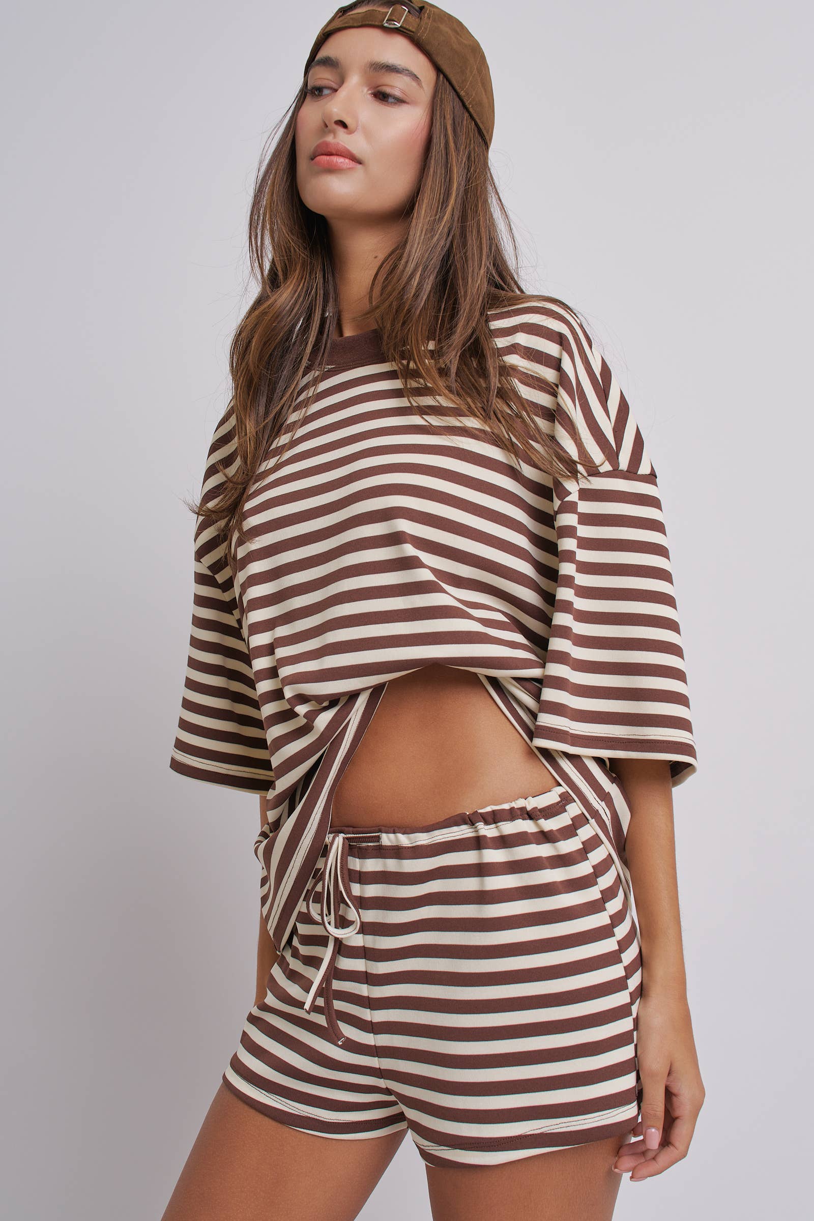 Coastal Striped Drawstring Lounge Shorts