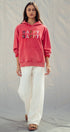 Urban Daizy "HAPPY HAPPY" Vintage Washed Hoodie Red Hoodie - Women's (UDZ-KN-00891) – alternate view 8