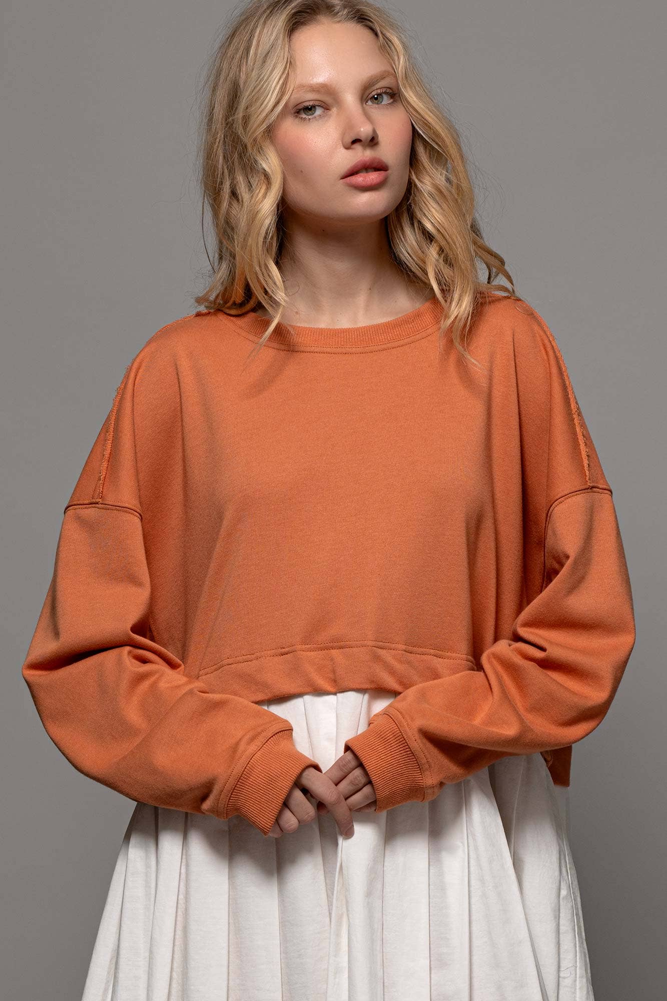 Urban Daizy Pleated Skirt Layered Statement Sweater Dress Rust Dress - Women's (UDZ-DR-00306)