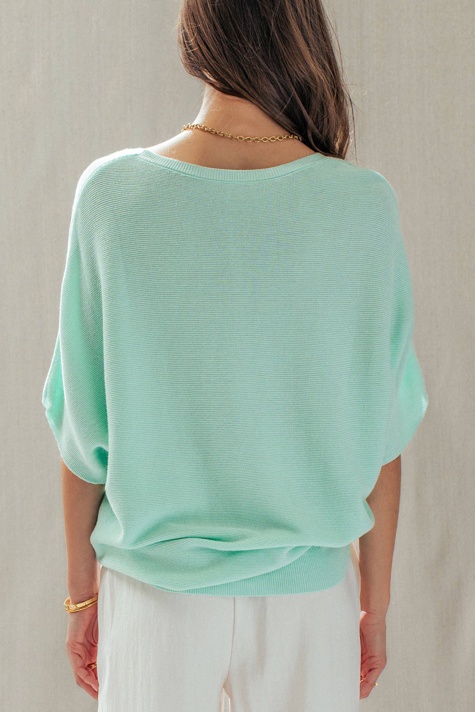 Relaxed Dolman Sleeve Knit Sweater Top